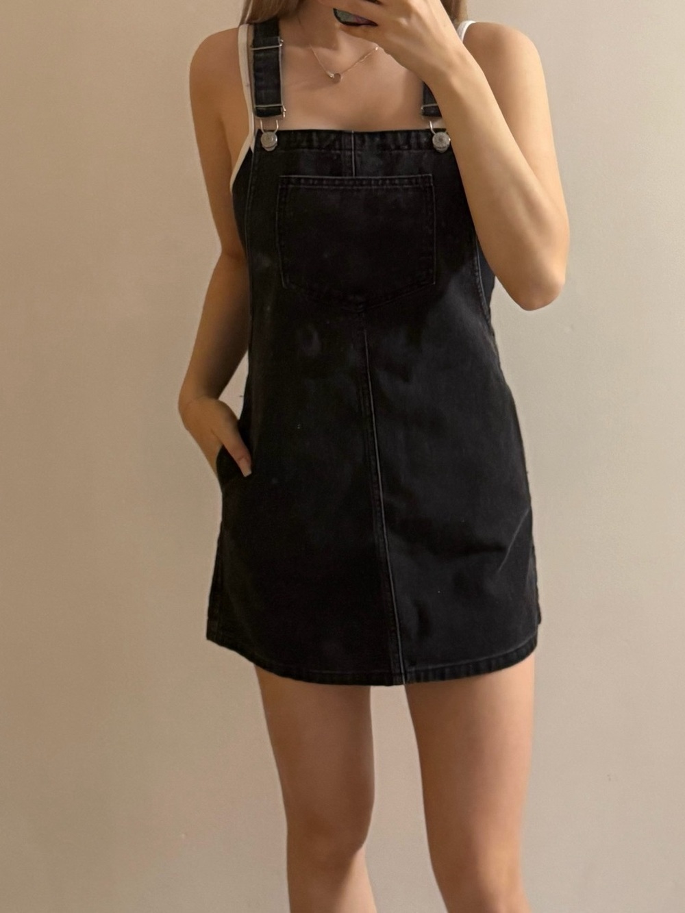 Topshop Black Mini Overall Dress